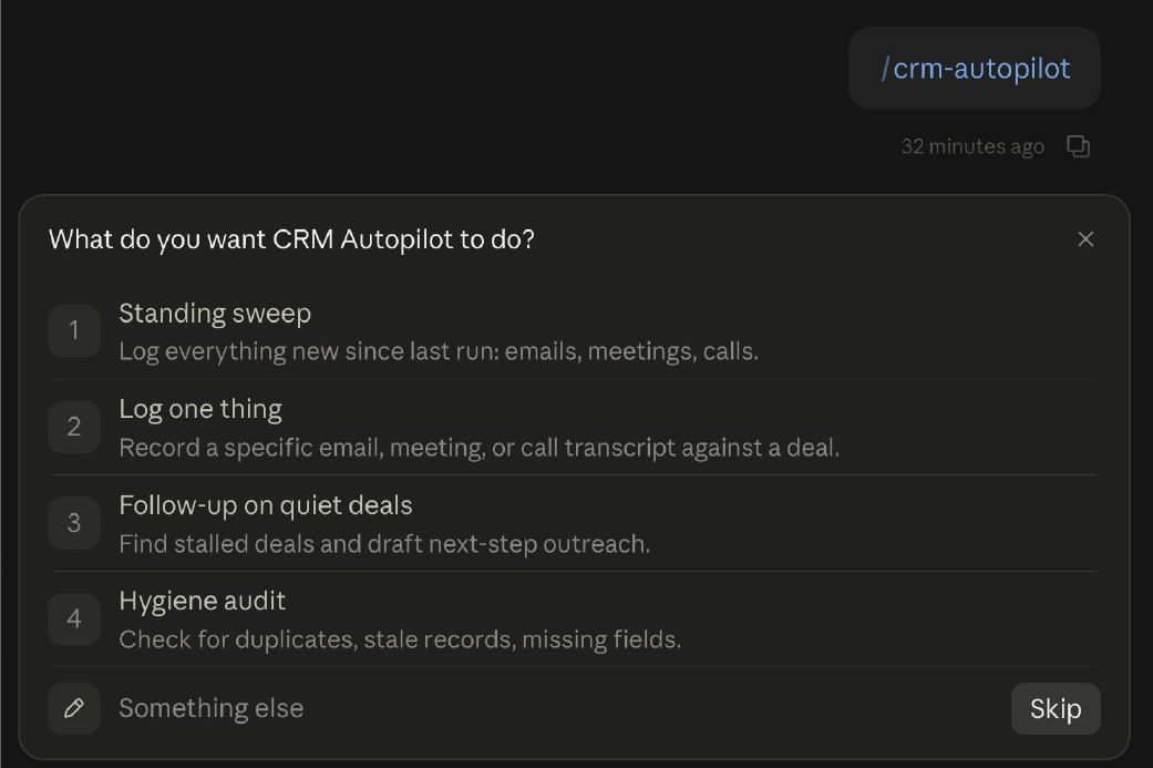 Choose what CRM Autopilot should do